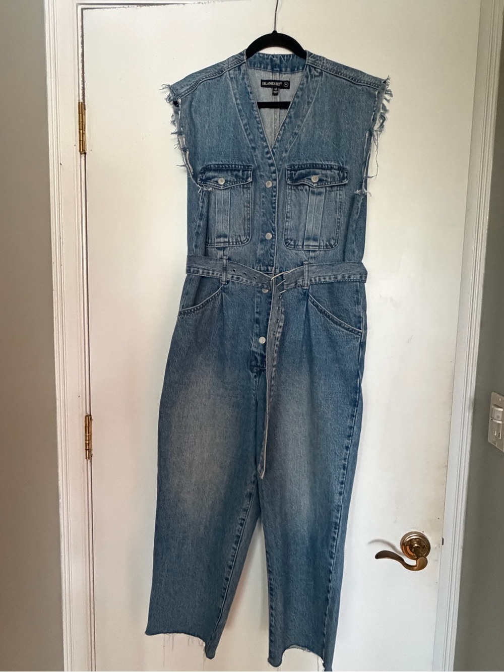 Blank NYC Light Blue Denim Sleeveless Jumpsuit Overalls